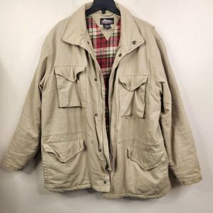 Woodlake Vintage Mens 4 Front Pocket Flannel Lined Full Zip Jacket Coat Large